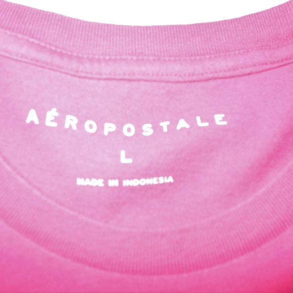 Aeropostale Crew T-Shirt L Tie Dye Hot Pink White - Picture 16 of 16